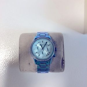 Michael Kors blue metal chronograph ladies watch